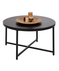 ΤΡΑΠΕΖΙ ΣΑΛΟΝΙΟΥ HM9420.03 BLACK MARBLE ΜΕΛΑΜΙΝΗ-ΜΑΥΡΗ ΜΕΤΑΛΛΙΚΗ ΒΑΣΗ Φ80x48,5Yεκ.