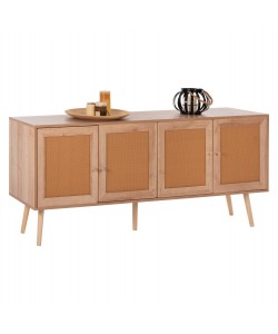 ΜΠΟΥΦΕΣ COLM HM9440.11 ΜΕΛΑΜΙΝΗΣ & ΣΥΝΘΕΤΙΚΟ RATTAN ΣΤΙΣ 4 ΠΟΡΤΕΣ 160x39,5x71Yεκ.