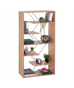 ΒΙΒΛΙΟΘΗΚΗ TARS HM2240.14 ΦΥΣΙΚΟ ΟΑΚ ΜΕΛΑΜΙΝΗ-ΜΑΥΡΕΣ ΜΕΤΑΛΛΙΚΕΣ ΒΕΡΓΕΣ 84x24x157Υεκ.