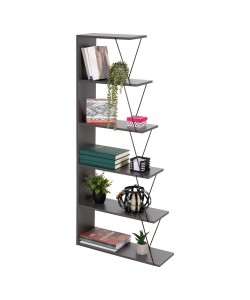 ΒΙΒΛΙΟΘΗΚΗ ΜΙΝΙ TARS HM2241.20 ΓΚΡΙ ΜΕΛΑΜΙΝΗ-ΜΑΥΡΕΣ ΜΕΤΑΛ. ΒΕΡΓΕΣ 65x22-24x146Υεκ.