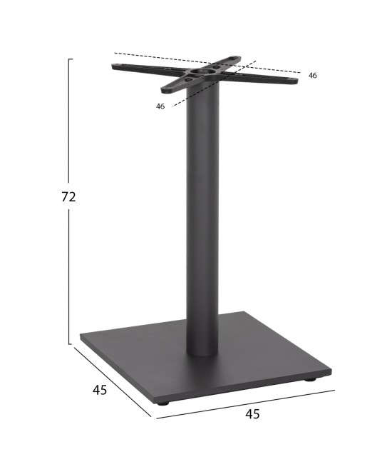 ΒΑΣΗ ΤΡΑΠΕΖΙΟΥ ΜΕΤΑΛΛΙΚΗ ΓΚΡΙ ΜΑΤ 46Χ46Χ72Yεκ. ΜΕ ΣΤΑΥΡΟ 46Χ46 ΚΑΙ ΡΕΓΟΥΛΑΤΟΡΟΥΣ HM438.20