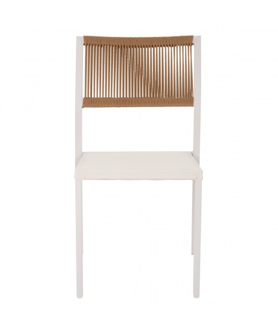 ΚΑΡΕΚΛΑ ΑΛΟΥΜΙΝΙΟΥ ΛΕΥΚΗ ΜΠΕΖ RATTAN & TEXTLINE HM5921.02 46x55,5x83Yεκ.