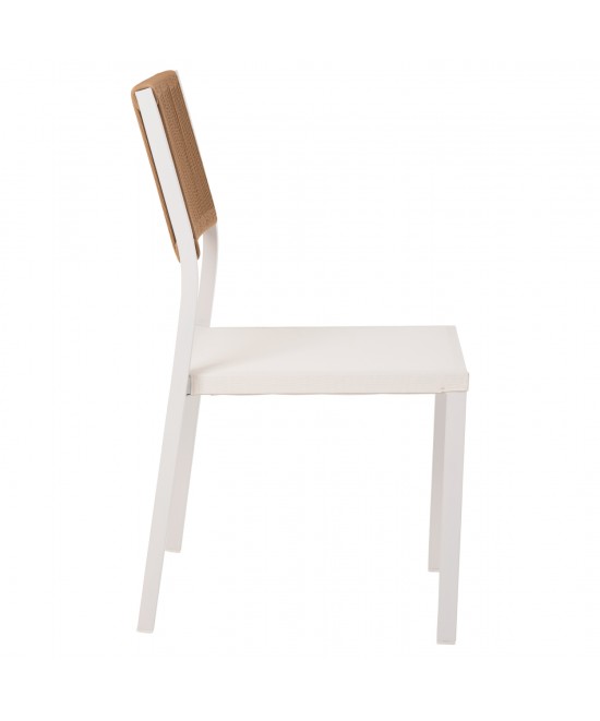 ΚΑΡΕΚΛΑ ΑΛΟΥΜΙΝΙΟΥ ΛΕΥΚΗ ΜΠΕΖ RATTAN & TEXTLINE HM5921.02 46x55,5x83Yεκ.