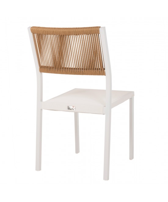 ΚΑΡΕΚΛΑ ΑΛΟΥΜΙΝΙΟΥ ΛΕΥΚΗ ΜΠΕΖ RATTAN & TEXTLINE HM5921.02 46x55,5x83Yεκ.