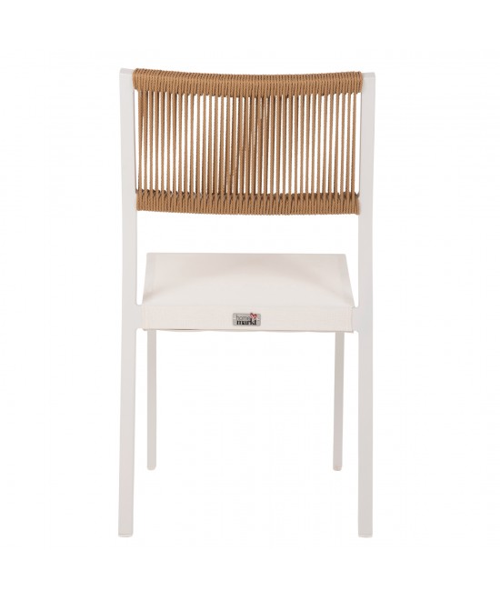 ΚΑΡΕΚΛΑ ΑΛΟΥΜΙΝΙΟΥ ΛΕΥΚΗ ΜΠΕΖ RATTAN & TEXTLINE HM5921.02 46x55,5x83Yεκ.