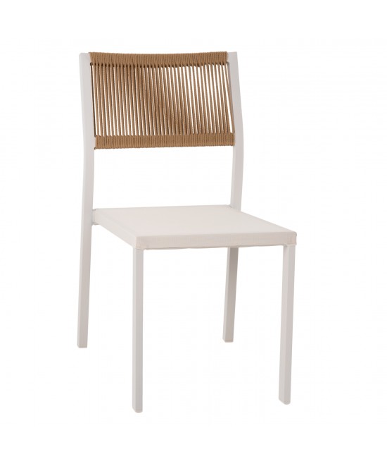 ΚΑΡΕΚΛΑ ΑΛΟΥΜΙΝΙΟΥ ΛΕΥΚΗ ΜΠΕΖ RATTAN & TEXTLINE HM5921.02 46x55,5x83Yεκ.