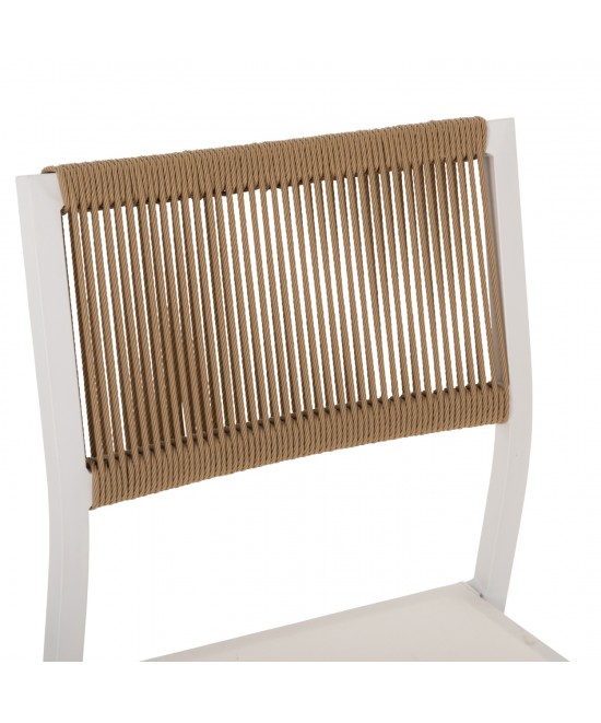 ΚΑΡΕΚΛΑ ΑΛΟΥΜΙΝΙΟΥ ΛΕΥΚΗ ΜΠΕΖ RATTAN & TEXTLINE HM5921.02 46x55,5x83Yεκ.