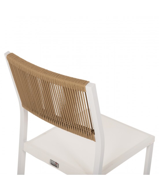 ΚΑΡΕΚΛΑ ΑΛΟΥΜΙΝΙΟΥ ΛΕΥΚΗ ΜΠΕΖ RATTAN & TEXTLINE HM5921.02 46x55,5x83Yεκ.