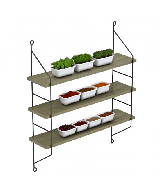 ΡΑΦΙΕΡΑ ΤΟΙΧΟΥ ACHALA ΜΕΛΑΜΙΝΗΣ HM9185.12 OLIVE GREY 60x15x68Y εκ.