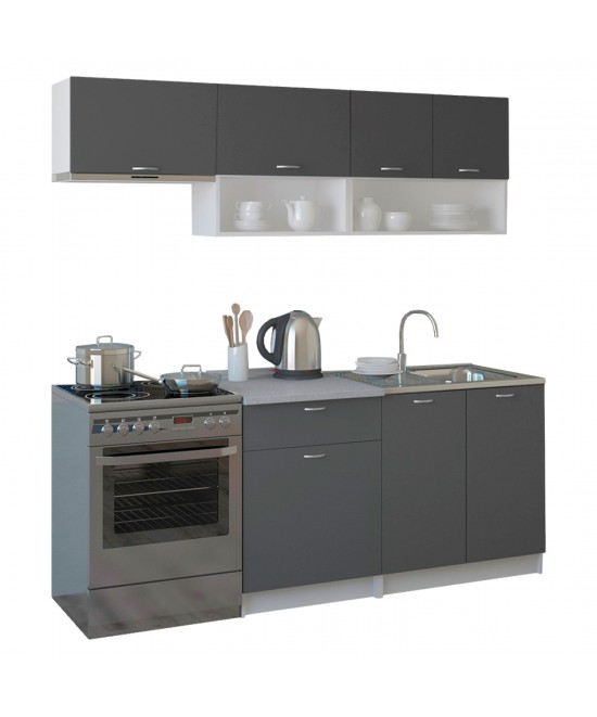 ΣΥΝΘΕΣΗ ΚΟΥΖΙΝΑΣ RODNEY ΜΕΛΑΜΙΝΗ ΓΚΡΙ ΜΕ ΠΑΓΚΟ ΛΕΥΚΟ HM2442.10 200x46-29,2εκ. ΣΥΝΘΕΣΗ ΚΟΥΖΙΝΑΣ RODNEY ΜΕΛΑΜΙΝΗ ΓΚΡΙ ΜΕ ΠΑΓΚΟ ΛΕΥΚΟ HM2442.10 200x46-29,2εκ.