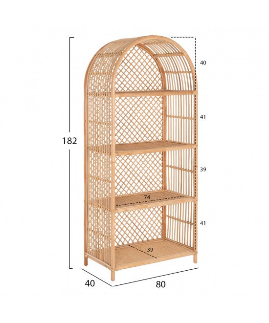 ΒΙΒΛΙΟΘΗΚΗ SIMOK HM9552 ΑΠΟ ΦΥΣΙΚΟ RATTAN ΣΕ ΦΥΣΙΚΟ ΧΡΩΜΑ 80x40x182Υεκ.