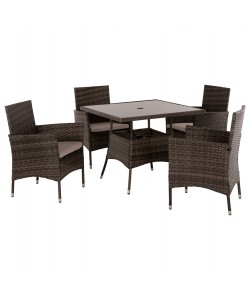 ΣΕΤ ΤΡΑΠΕΖΑΡΙΑΣ ΕΞΩΤ.ΧΩΡΟΥ 5ΤΜΧ HM5965 ΚΑΦΕ RATTAN-ΜΕΤΑΛΛΙΚΟΣ ΣΚΕΛΕΤΟΣ-ΓΥΑΛΙΝΗ ΕΠΙΦΑΝΕΙΑ