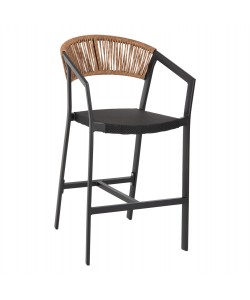 ΣΚΑΜΠΟ ΑΛΟΥΜΙΝΙΟΥ MIRI HM5892.15 ΜΕΣΑΙΟΥ ΥΨΟΥΣ RATTAN & TEXTLINE ΜΑΥΡΟ ΜΠΕΖ 55x56,5x99Υ