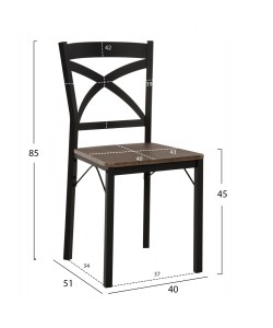 ΣΕΤ ΤΡΑΠΕΖΑΡΙΑΣ GOOSE 5ΤΜΧ HM9530.01 MDF ΚΑΡΥΔΙ-ΜΕΤΑΛΛΟ ΜΑΥΡΟ 120x80x75Yεκ.