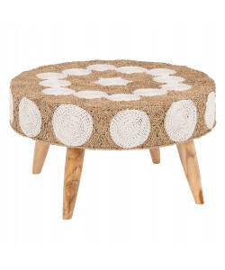 ΤΡΑΠΕΖΙ ΣΑΛΟΝΙΟΥ HM7825 ΞΥΛΟ ΤΕΑΚ ΚΑΙ SEAGRASS ΣΕ ΦΥΣΙΚΟ & ΛΕΥΚΟ Φ81x45Υεκ.