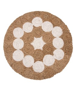 ΤΡΑΠΕΖΙ ΣΑΛΟΝΙΟΥ HM7825 ΞΥΛΟ ΤΕΑΚ ΚΑΙ SEAGRASS ΣΕ ΦΥΣΙΚΟ & ΛΕΥΚΟ Φ81x45Υεκ.