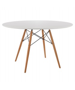 ΤΡΑΠΕΖΙ MINIMAL ΣΤΡΟΓΓΥΛΟ HM8454.01 MDF ΣΕ ΛΕΥΚΟ-ΠΟΔΙΑ ΟΞΙΑΣ ΣΕ ΦΥΣΙΚΟ Φ120Χ75Υεκ.