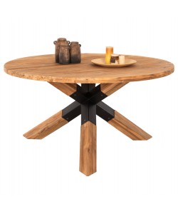 ΤΡΑΠΕΖΙ ΤΡΑΠΕΖΑΡΙΑΣ ΣΤΡΟΓΓΥΛΟ KATTE HM9559 ΞΥΛΟ ΤΕΑΚ-ΧΙΑΣΤΙ ΠΟΔΙΑ ΜΕ ΜΕΤΑΛΛΟ Φ150x78Υεκ.