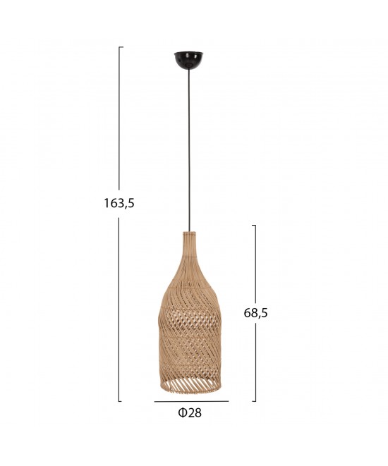 ΦΩΤΙΣΤΙΚΟ ΟΡΟΦΗΣ CARBOY HM7884 ΚΡΕΜΑΣΤΟ ΑΠΟ RATTAN ΣΕ ΦΥΣΙΚΟ ΧΡΩΜΑ Φ28x163,5Yεκ.