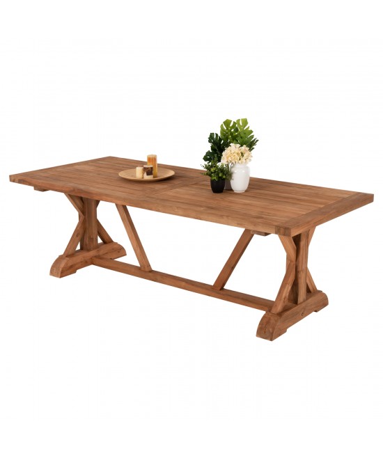 ΤΡΑΠΕΖΙ ΤΡΑΠΕΖΑΡΙΑΣ KRONOS HM9535 ΑΝΑΚΥΚΛΩΜΕΝΟ ΞΥΛΟ ΤΕΑΚ ΧΙΑΣΤΙ ΠΟΔΙΑ ΦΥΣΙΚΟ 200x90x75Yεκ.