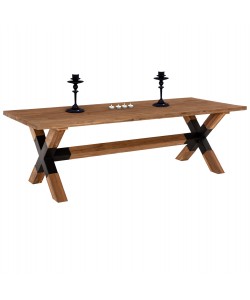 ΤΡΑΠΕΖΙ ΤΡΑΠΕΖΑΡΙΑΣ KATTE HM9557 ΜΑΣΙΦ ΞΥΛΟ ΤΕΑΚ-ΧΙΑΣΤΙ ΠΟΔΙΑ ΜΕ ΜΕΤΑΛΛΟ 250x100x78Υεκ.