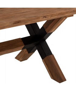 ΤΡΑΠΕΖΙ ΤΡΑΠΕΖΑΡΙΑΣ KATTE HM9557 ΜΑΣΙΦ ΞΥΛΟ ΤΕΑΚ-ΧΙΑΣΤΙ ΠΟΔΙΑ ΜΕ ΜΕΤΑΛΛΟ 250x100x78Υεκ.