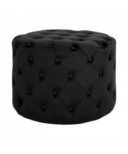 ΣΚΑΜΠΟ KASSIE ΜΑΥΡΟ ΒΕΛΟΥΔΟ ΤΥΠΟΥ CHESTERFIELD HM8406.04 Φ60x43Υ εκ.