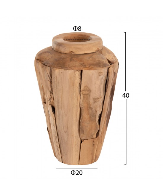 ΔΙΑΚΟΣΜΗΤΙΚΟ ΒΑΖΟ ZENIA HM7918 ΑΠΟ ΚΟΜΜΑΤΙΑ ΑΝΑΚΥΚΛΩΜΕΝΟΥ ΞΥΛΟΥ TEAK ΣΕ ΦΥΣΙΚΟ Φ20x40Yεκ.