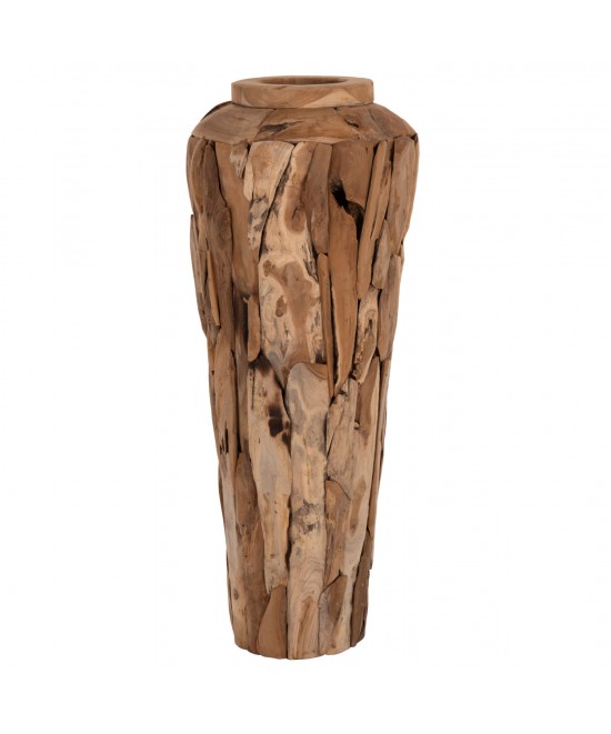 ΔΙΑΚΟΣΜΗΤΙΚΟ ΒΑΖΟ ΔΑΠΕΔΟΥ ZENIA HM7921 ΑΠΟ ΚΟΜΜΑΤΙΑ ΑΝΑΚΥΚΛΩΜΕΝΟΥ ΞΥΛΟΥ TEAK ΣΕ ΦΥΣΙΚΟ Φ50x120Υ εκ.