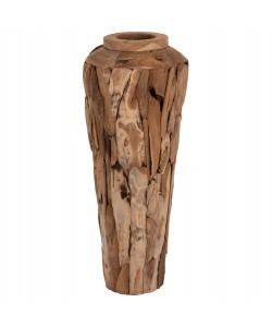 ΔΙΑΚΟΣΜΗΤΙΚΟ ΒΑΖΟ ΔΑΠΕΔΟΥ ZENIA HM7921 ΑΠΟ ΚΟΜΜΑΤΙΑ ΑΝΑΚΥΚΛΩΜΕΝΟΥ ΞΥΛΟΥ TEAK ΣΕ ΦΥΣΙΚΟ Φ50x120Υ εκ.