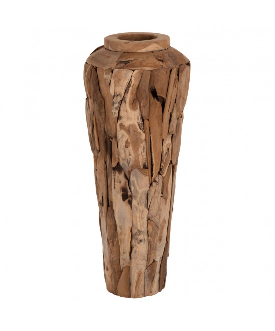 ΔΙΑΚΟΣΜΗΤΙΚΟ ΒΑΖΟ ΔΑΠΕΔΟΥ ZENIA HM7921 ΑΠΟ ΚΟΜΜΑΤΙΑ ΑΝΑΚΥΚΛΩΜΕΝΟΥ ΞΥΛΟΥ TEAK ΣΕ ΦΥΣΙΚΟ Φ50x120Υ εκ.