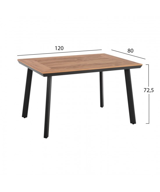 ΤΡΑΠΕΖΙ ΑΛΟΥΜΙΝΙΟΥ TABER HM5562.02 ΑΝΘΡΑΚΙ ΜΕ ΕΠΙΦΑΝΕΙΑ POLYWOOD 120x80x72,5Υεκ.