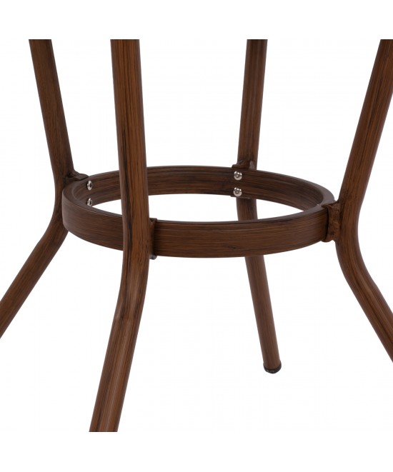 ΤΡΑΠΕΖΙ ΑΛΟΥΜΙΝΙΟΥ MOSES Φ70x76 εκ. BAMBOO LOOK HM5532.03 ΚΑΦΕ ΜΕ ΓΥΑΛΙ