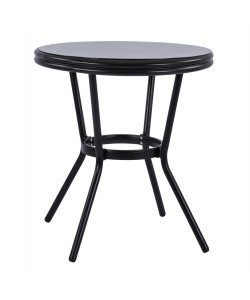 ΤΡΑΠΕΖΙ ΑΛΟΥΜΙΝΙΟΥ MOSES Φ70 BAMBOO LOOK HM5532.02 ΜΑΥΡΟ ΜΕ ΓΥΑΛΙ Φ70X76 εκ