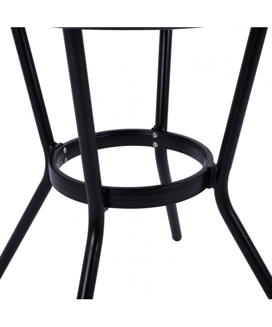 ΤΡΑΠΕΖΙ ΑΛΟΥΜΙΝΙΟΥ MOSES Φ70 BAMBOO LOOK HM5532.02 ΜΑΥΡΟ ΜΕ ΓΥΑΛΙ Φ70X76 εκ