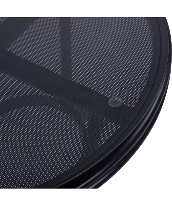 ΤΡΑΠΕΖΙ ΑΛΟΥΜΙΝΙΟΥ MOSES Φ70 BAMBOO LOOK HM5532.02 ΜΑΥΡΟ ΜΕ ΓΥΑΛΙ Φ70X76 εκ