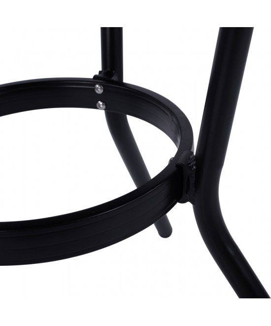 ΤΡΑΠΕΖΙ ΑΛΟΥΜΙΝΙΟΥ MOSES Φ70 BAMBOO LOOK HM5532.02 ΜΑΥΡΟ ΜΕ ΓΥΑΛΙ Φ70X76 εκ