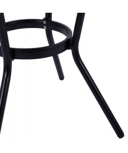 ΤΡΑΠΕΖΙ ΑΛΟΥΜΙΝΙΟΥ MOSES Φ70 BAMBOO LOOK HM5532.02 ΜΑΥΡΟ ΜΕ ΓΥΑΛΙ Φ70X76 εκ