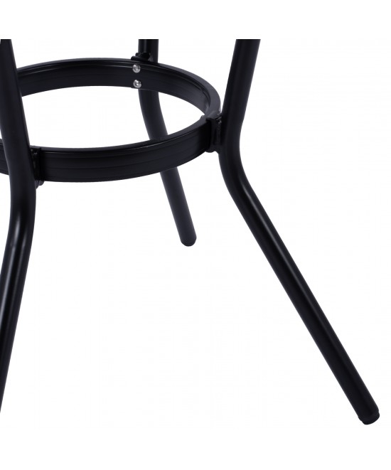 ΤΡΑΠΕΖΙ ΑΛΟΥΜΙΝΙΟΥ MOSES Φ70 BAMBOO LOOK HM5532.02 ΜΑΥΡΟ ΜΕ ΓΥΑΛΙ Φ70X76 εκ