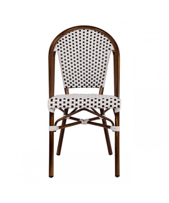 ΚΑΡΕΚΛΑ BISTRO ΑΛΟΥΜΙΝΙΟΥ BAMBOO LOOK ΜΕ ΛΕΥΚΟ-ΜΑΥΡΟ RATTAN HM5566.01 45x54x90Υεκ.