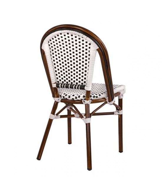 ΚΑΡΕΚΛΑ BISTRO ΑΛΟΥΜΙΝΙΟΥ BAMBOO LOOK ΜΕ ΛΕΥΚΟ-ΜΑΥΡΟ RATTAN HM5566.01 45x54x90Υεκ.