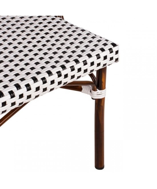 ΚΑΡΕΚΛΑ BISTRO ΑΛΟΥΜΙΝΙΟΥ BAMBOO LOOK ΜΕ ΛΕΥΚΟ-ΜΑΥΡΟ RATTAN HM5566.01 45x54x90Υεκ.