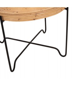 ΤΡΑΠΕΖΑΚΙ ΒΟΗΘΗΤΙΚΟ FLY HM7907 RATTAN ΦΥΣΙΚΟ ΧΡΩΜΑ-ΜΕΤΑΛΛΙΚΗ ΒΑΣΗ ΜΑΥΡΗ Φ50x40Υεκ.