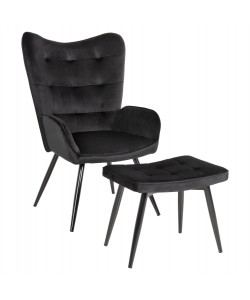 ΠΟΛΥΘΡΟΝΑ ΜΠΕΡΖΕΡΑ CRAWLEY ΜΕ ΥΠΟΠΟΔΙΟ HM8918.04 ΜΑΥΡΟ ΒΕΛΟΥΔΟ 70x57x103Y εκ.