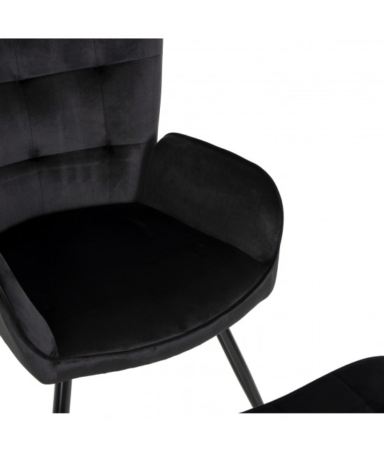 ΠΟΛΥΘΡΟΝΑ ΜΠΕΡΖΕΡΑ CRAWLEY ΜΕ ΥΠΟΠΟΔΙΟ HM8918.04 ΜΑΥΡΟ ΒΕΛΟΥΔΟ 70x57x103Y εκ.