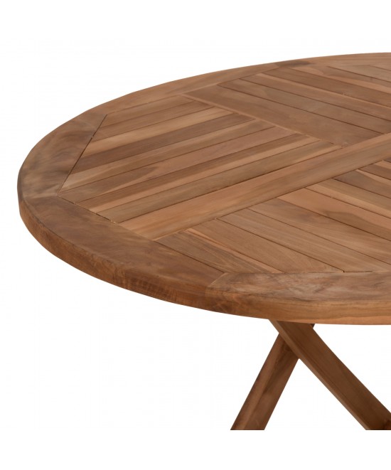 ΤΡΑΠΕΖΙ ΣΤΡΟΓΓΥΛΟ KENDALL ΠΤΥΣΣΟΜΕΝΟ HM9543 ΞΥΛΟ ΤΕΑΚ ΣΕ ΦΥΣΙΚΟ ΧΡΩΜΑ Φ106x73,5Y εκ.