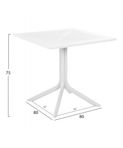 ΤΡΑΠΕΖΙ ΠΟΛΥΠΡΟΠΥΛΕΝΙΟΥ ΤΕΤΡΑΓΩΝΟ LUNAR HM5930.11 ΛΕΥΚΟ 80x80x74Yεκ.