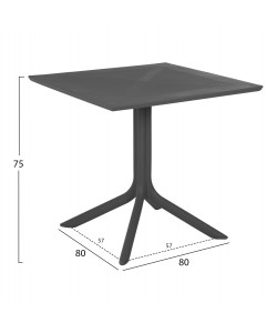 ΤΡΑΠΕΖΙ ΠΟΛΥΠΡΟΠΥΛΕΝΙΟΥ ΤΕΤΡΑΓΩΝΟ LUNAR HM5930.20 ΓΚΡΙ 80x80x75Yεκ.