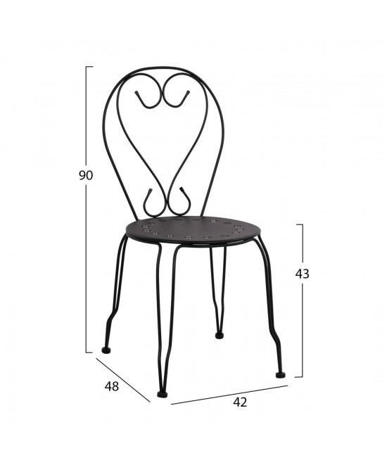 ΚΑΡΕΚΛΑ ΜΕΤΑΛΛΙΚΗ AMORE ΜΑΥΡΗ 42x48x90 εκ. HM5007.11