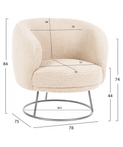 ΠΟΛΥΘΡΟΝΑ ARIEN HM8403.23 ΥΦΑΣΜΑ ΜΠΟΥΚΛΕ ΛΕΥΚΟ ΜΕ ΑΣΗΜΙ ΒΑΣΗ 78x75x84Υεκ.